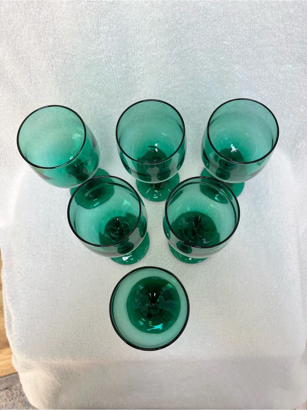 Libbey Juniper Green Wine / Water Glasses Set 6 Vintage Stemware Hold 10 OZ EUC